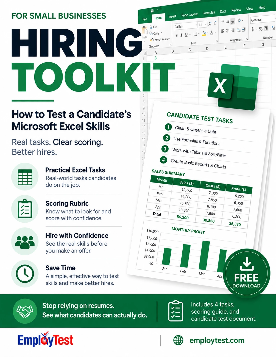 Excel Hiring Toolkit Cover | EmployTest Excel Test Hiring Toolkit