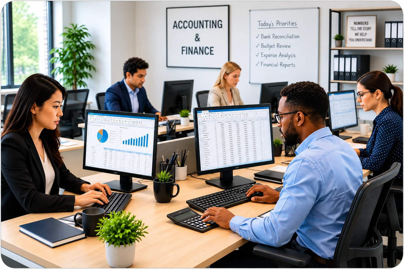 Modern Accounting And Finance Office | EmployTest Accounting and finance professionals working at computers in an office