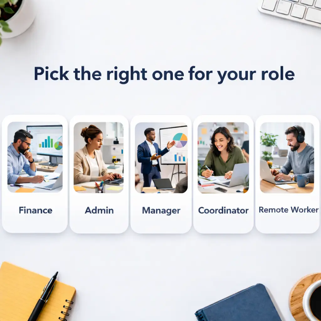 Role Selection Cards On Workspace Guide to choosing a standalone Microsoft Office app test based on job role