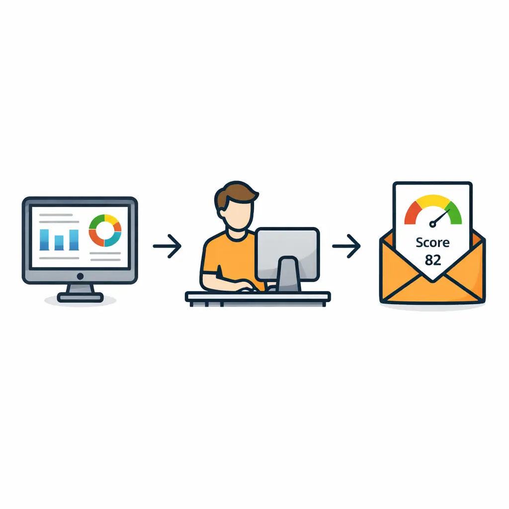 Step By Step Process Flow Illustration Three-step process for sending and receiving attention to detail test results through the EmployTest dashboard