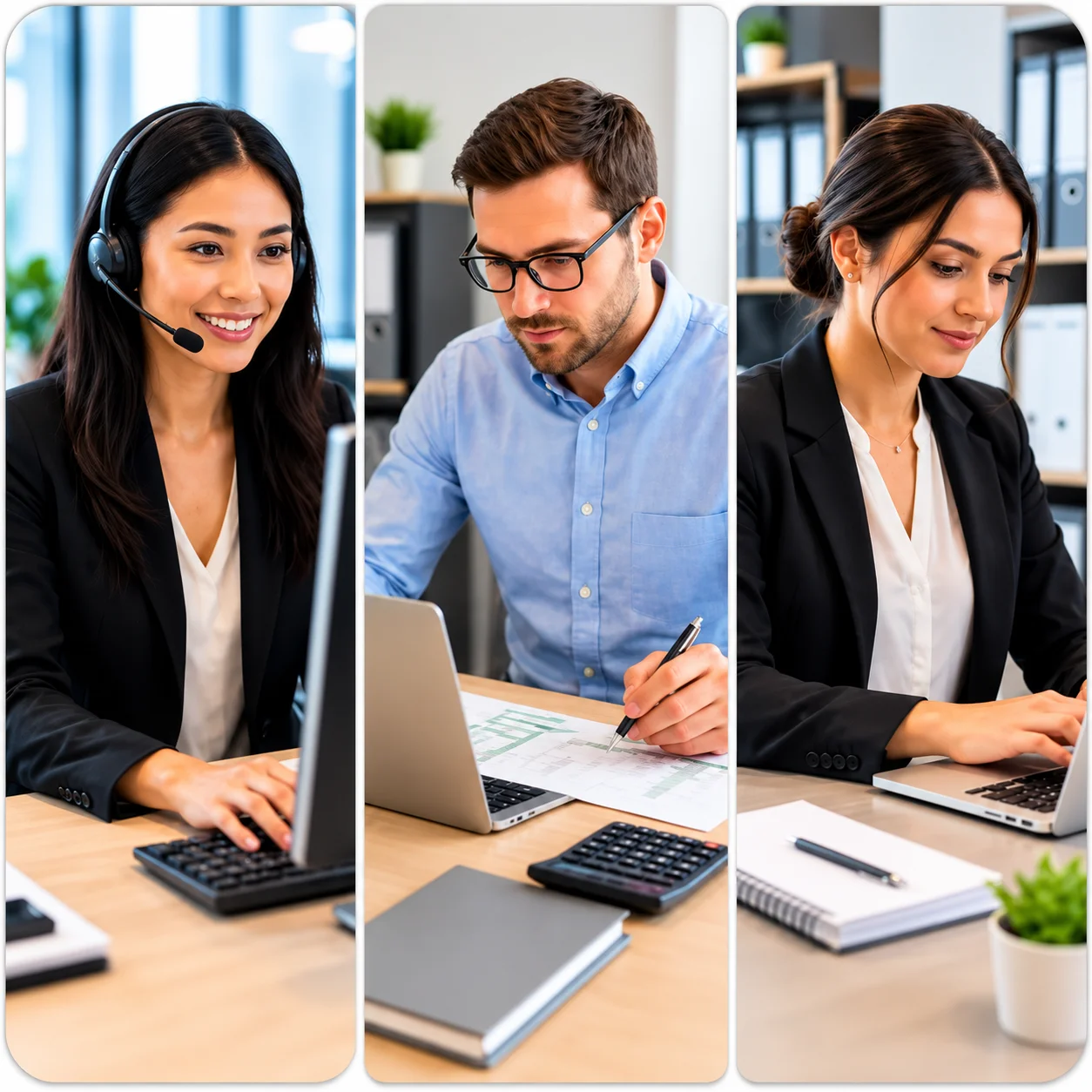 Modern Office Team At Work | EmployTest Roles that benefit from pre-employment typing and data entry tests.