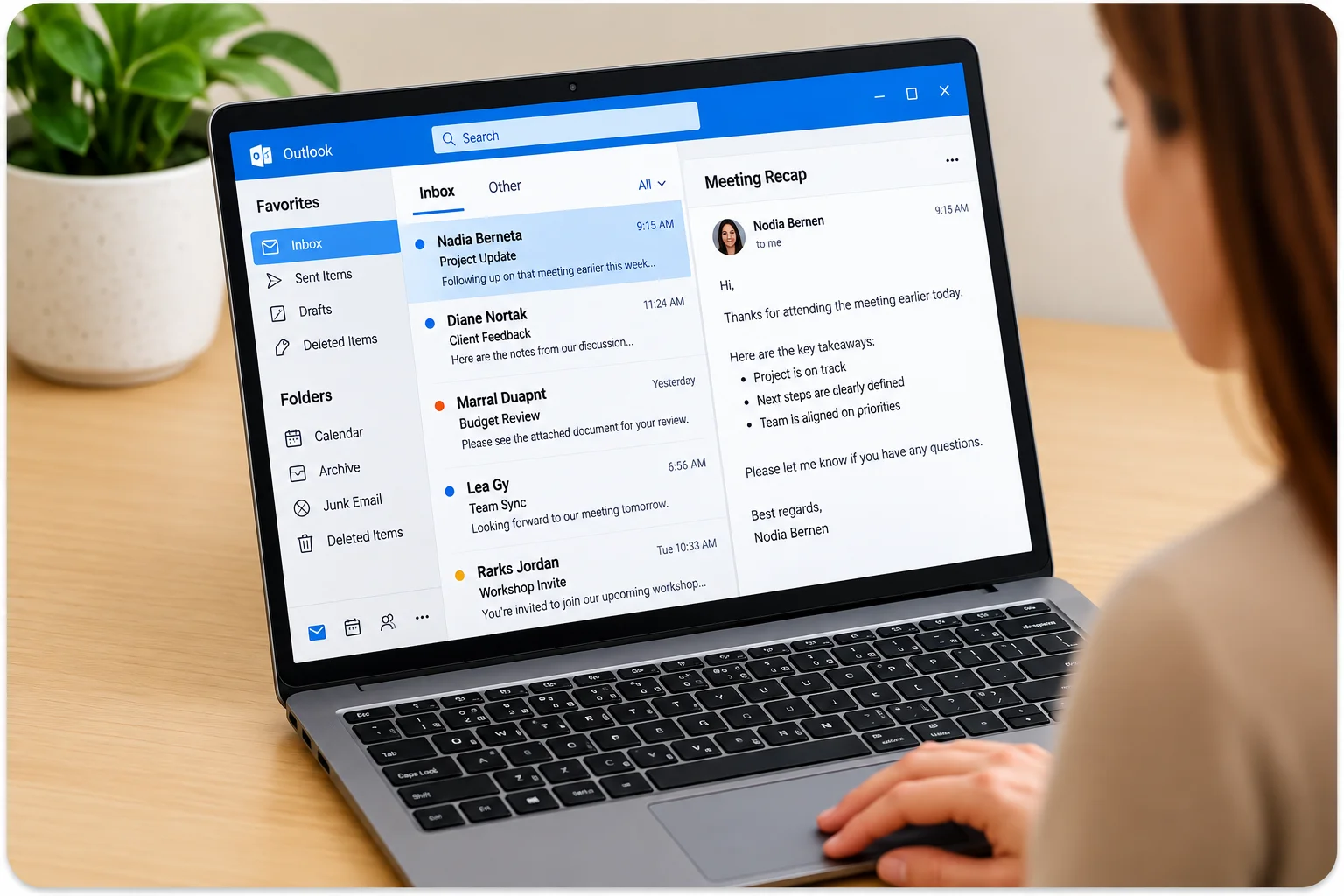 Modern Workspace With Outlook On Laptop | EmployTest Why Use Microsoft Outlook Tests