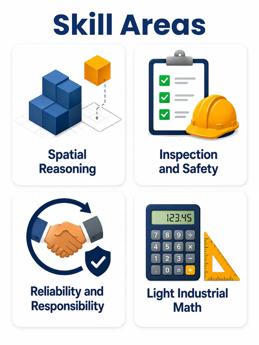 Skill Areas Infographic | EmployTest cognitive and behavioral traits for light industrial pre-employment screening