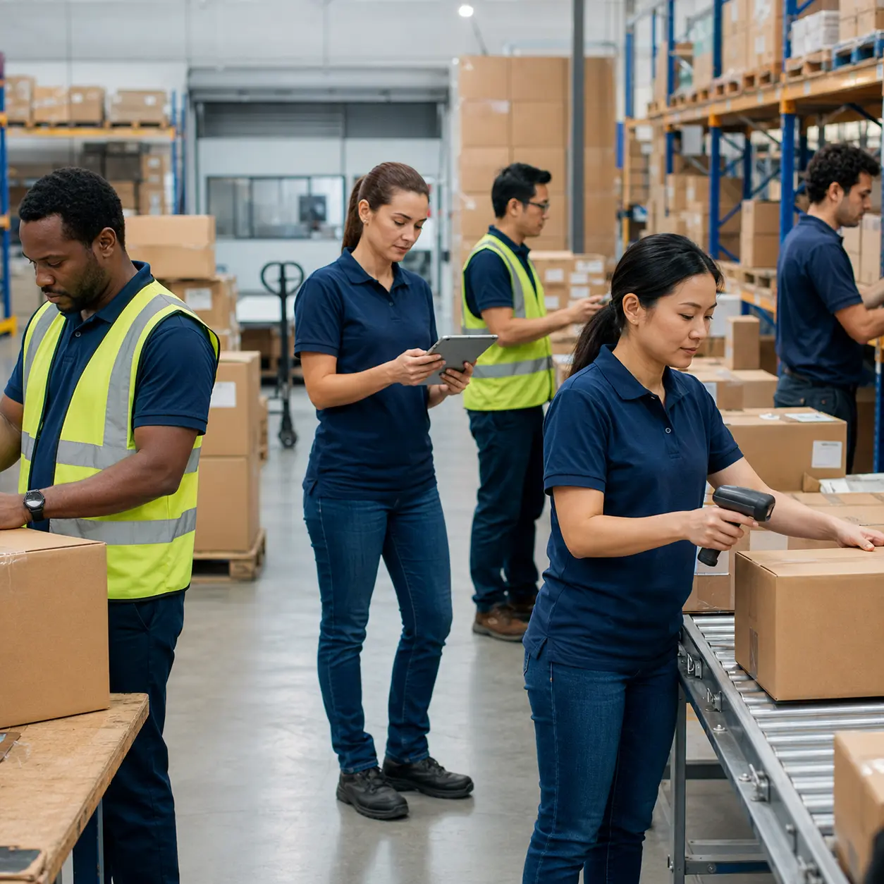 Warehouse Team Busy With Inventory Tasks | EmployTest pre-employment test for warehouse workers and light manufacturing roles