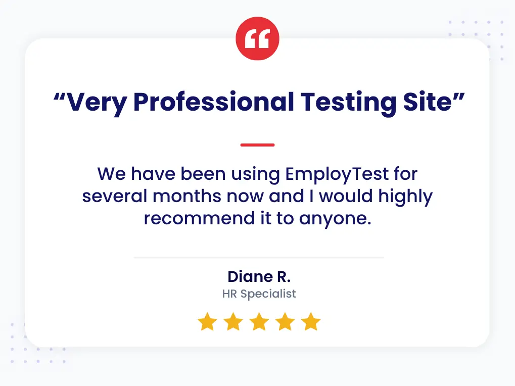 Client Review Pre Employment Assessment For Property Management 5-star review from Diane R., HR Specialist: