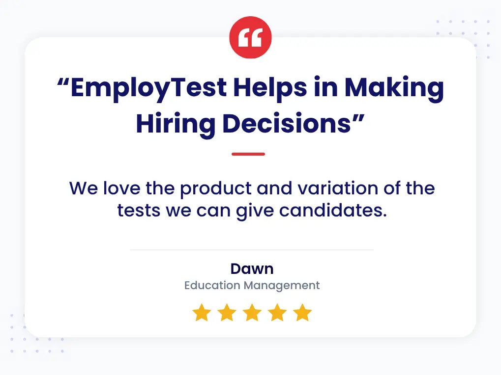 Client Review Pre Hire Tests For School Districts 5-star review from Connor in building materials: