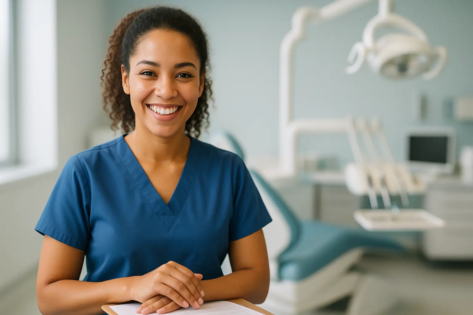Dental Assistant Smiling Confidently In The Clinic