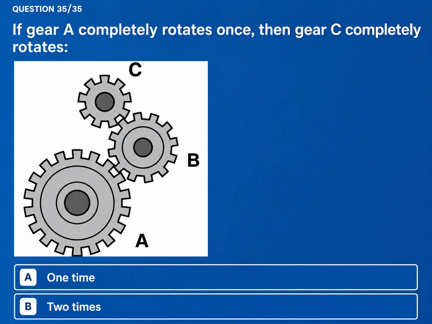 Gear Rotation Quiz Challenge | EmployTest Manufacturing pre-employment test sample question for hiring production applicants
