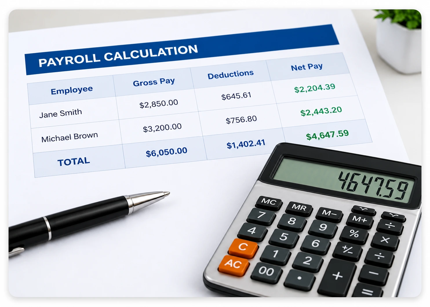 Payroll Calculation And Net Pay Review | EmployTest Payroll assessment test checking wage calculation accuracy