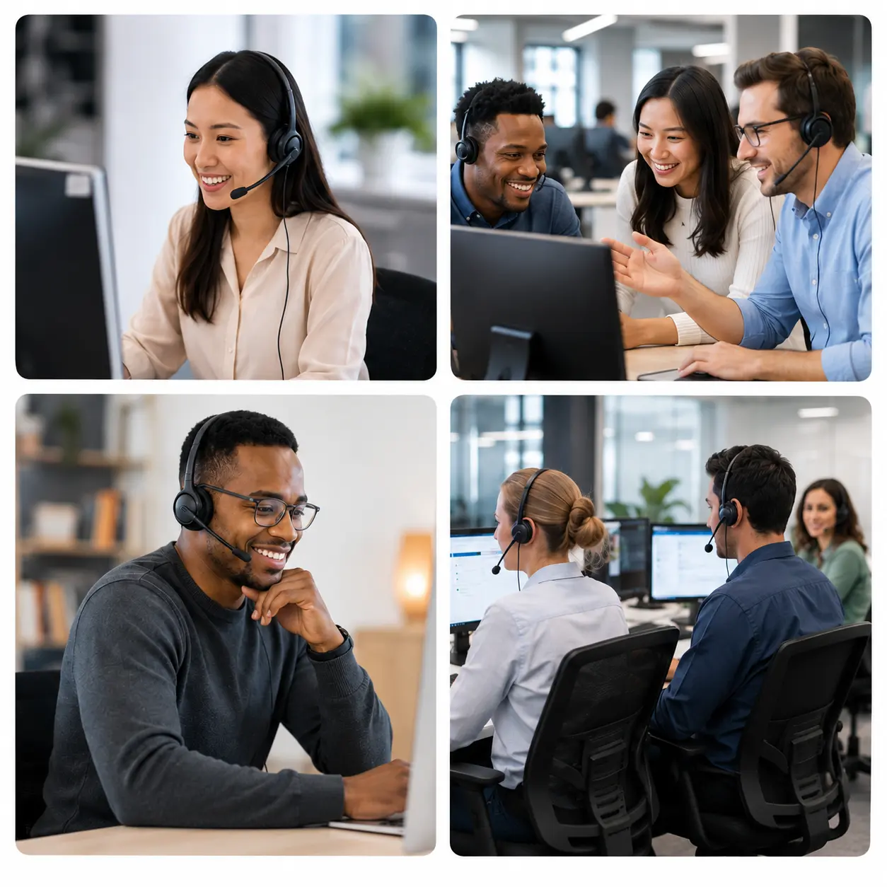 Professional Teamwork In A Modern Office | EmployTest Job positions that benefit from the Chat Support Assessment Test, including chat agents and help desk staff