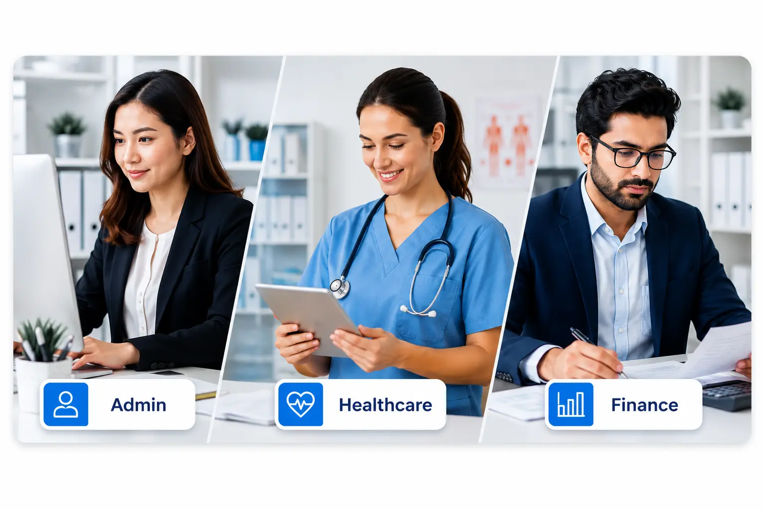 Professional Work Environment In Healthcare Admin Finance Administrative, healthcare, and finance staff who use data entry tests.