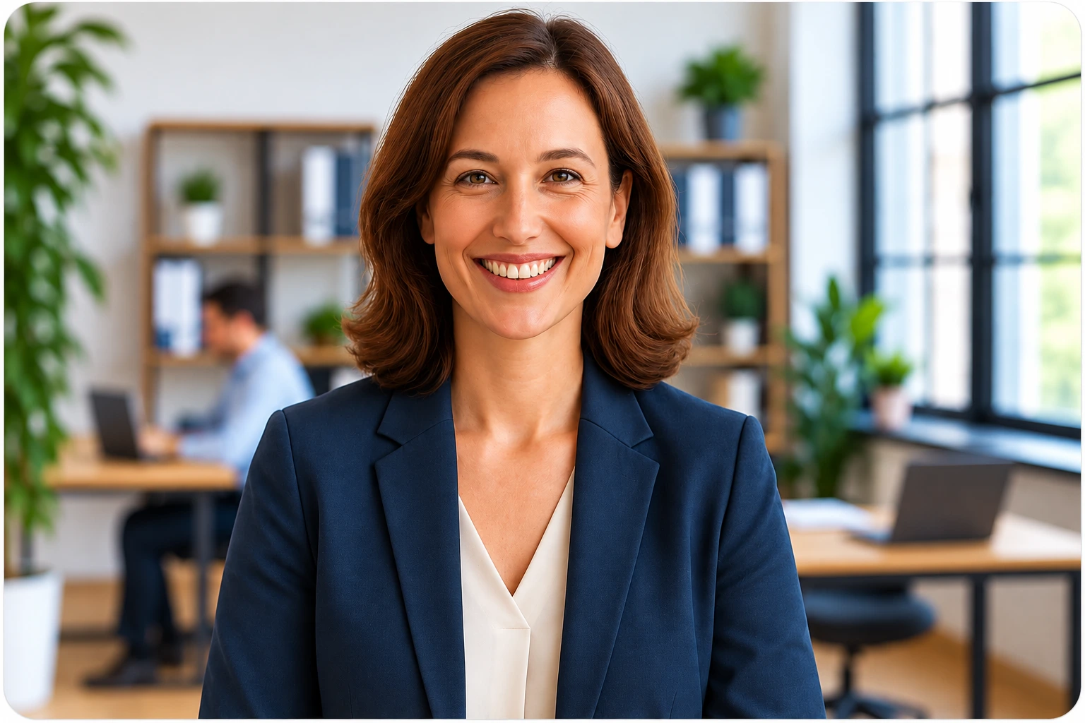 Smiling Professional In A Modern Office 2 | EmployTest Featured Image Manager Ability Test For Hiring