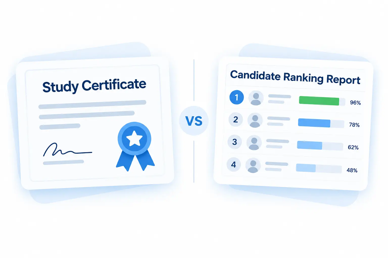 Study Certificate Vs Candidate Report | EmployTest Comparison of an accounts payable certification study aid and a scored hiring assessment report