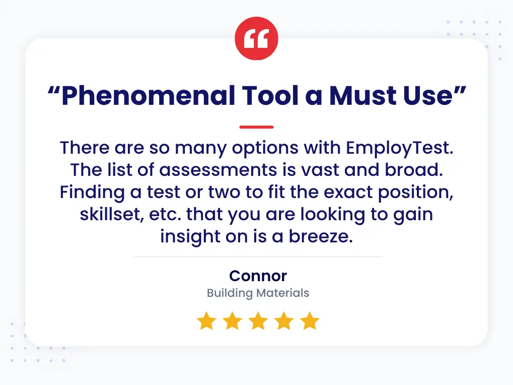 Client Review Job Placement Test For Administrative Assistants 5-star review from Connor in building materials: